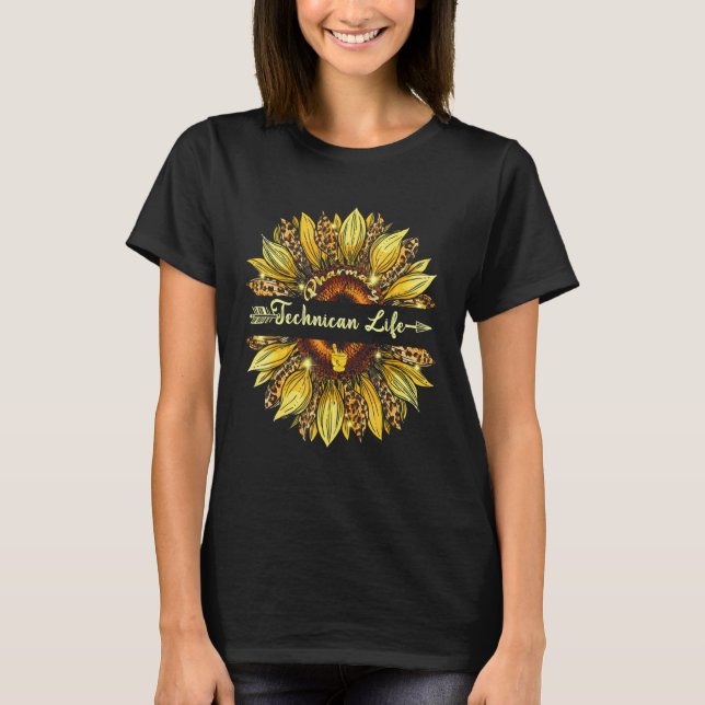 Pharmacy Technician Life Sunflower Leopard Decor A T Shirt (Framsida)