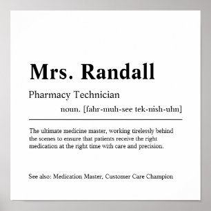 Pharmacy Technician Personlig Gift Poster