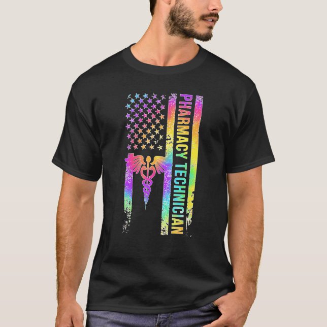 Pharmacy Technician US Flagga Pharmacy Tech Pharm  T Shirt (Framsida)