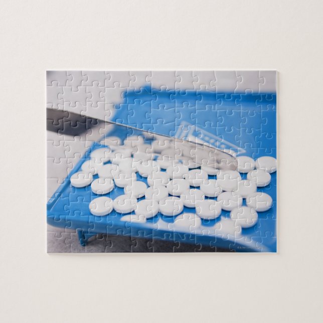 Pharmacy verktyg, tabletter, läkemedel pussel (Horisontell)