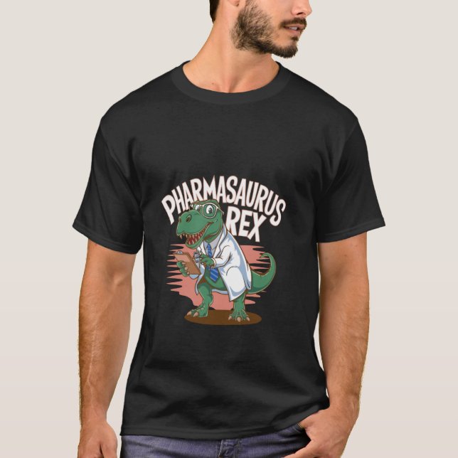 Pharmasaurus Rex Rolig Dinosaurielabbmantel Humor  T Shirt (Framsida)