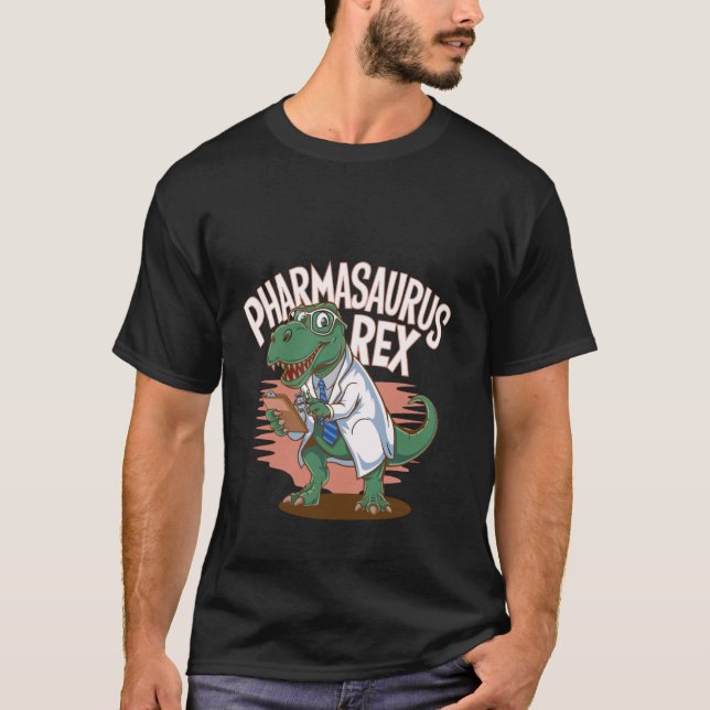 Pharmasaurus Rex Roligt Dinosaur Lab Jackar Humor  T Shirt (Framsida)