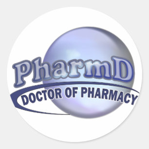 PharmD BLÅTTLOGOTYP - DOKTOR AV APOTEK Runt Klistermärke