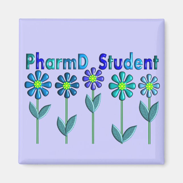 PharmD Student BLÅA BLOMMOR Magnet (Framsidan)