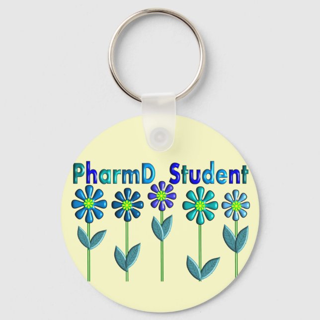 PharmD Student BLÅA BLOMMOR Nyckelring (Framsida)