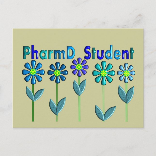 PharmD Student BLÅA BLOMMOR Vykort (Framsida)
