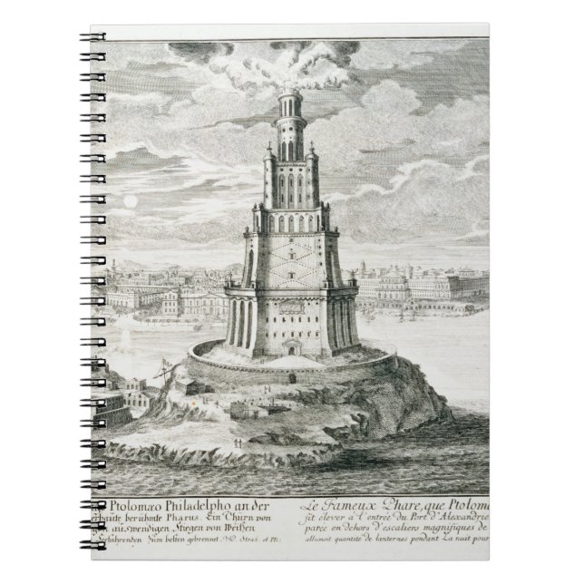 Pharosen av Alexandria, pläterar 9 från 'ei Anteckningsbok (Framsidan)