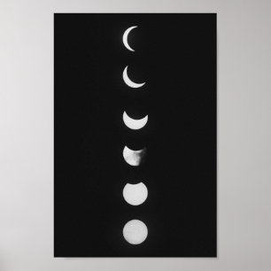 Phase and Eclipse in Black and White Photo Poster
