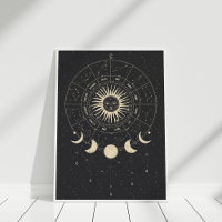 Phases Boho Black and Beige Zodiac Måne