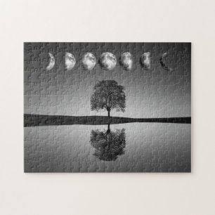 Phases & Glowing Stars, Lone Träd & Sjö, B/W Pussel