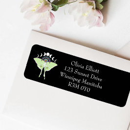 Phases Luna Moth Måne Returadress Etikett