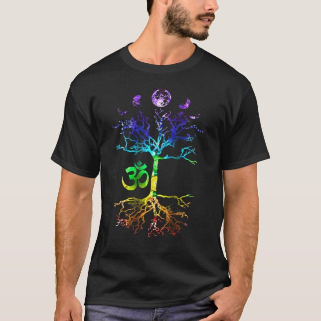 Phases of the Måne Livets träd om Chakra T Shirt (Framsida)