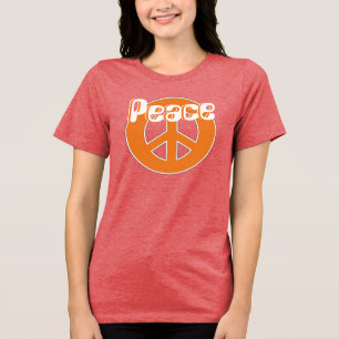 Phat Orange Aqua White Retro 60's Peace T-shirt
