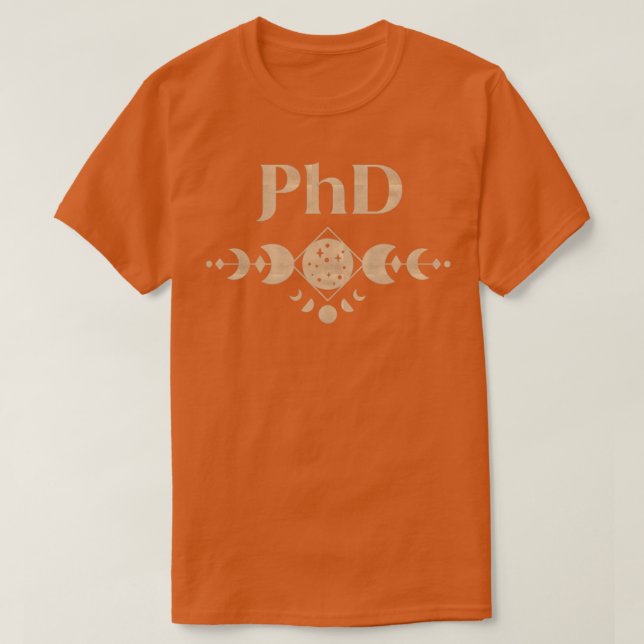 Phd boho färgad måne-fasdesign t shirt (Design framsida)