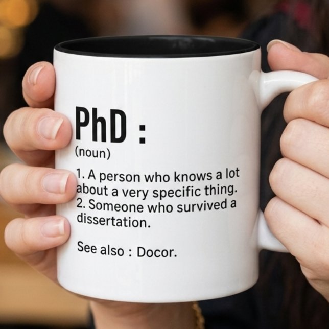 Phd Definition Mug Funny Doctor Graduation Gift  Två-Tonad Mugg (Skapare uppladdad)