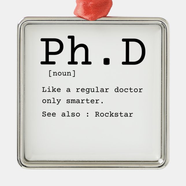 PhD-definitionsfilosofi doktor-dissertation Julgransprydnad Metall (Framsidan)