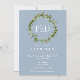 PhD Degree Dusty Blue Garland Studenten Inbjudningar