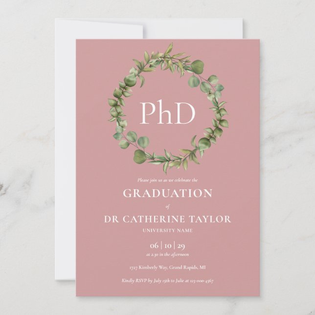 PhD Degree Dusty Ro Garland Studenten Inbjudningar (Framsida)