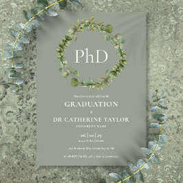 PhD Degree Sage Grönt Garland Studentfest Inbjudningar