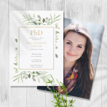 Phd Degree Watercolor Greenery Photo Studenten