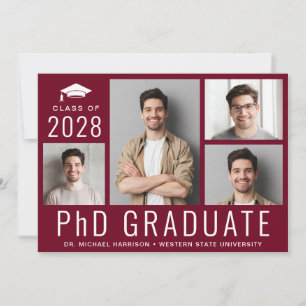 PhD Doctorate 5 Photo Burgundy Studentfest Inbjudningar