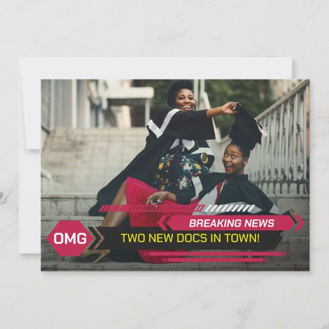 PhD Doctorate Breaking TV News Studentfest Inbjudningar (Framsida)