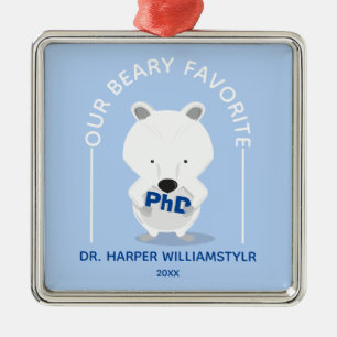 PhD Favorite Polar Bear Funny Studenten Julgransprydnad Metall