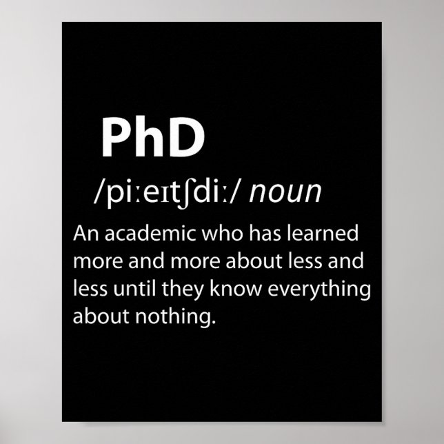 Phd funny dictionary definition doctorate student poster (Framsidan)