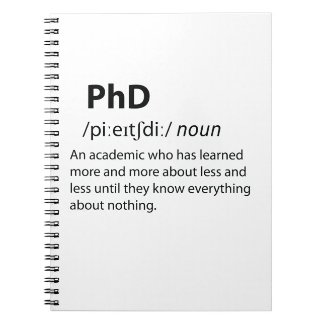 PhD Funny ordlistedefinition Anteckningsbok (Framsidan)