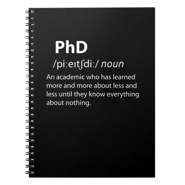 PhD Funny ordlistedefinition Anteckningsbok (Framsidan)