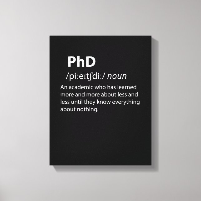 PhD Funny ordlistedefinition Canvastryck (Framsida)