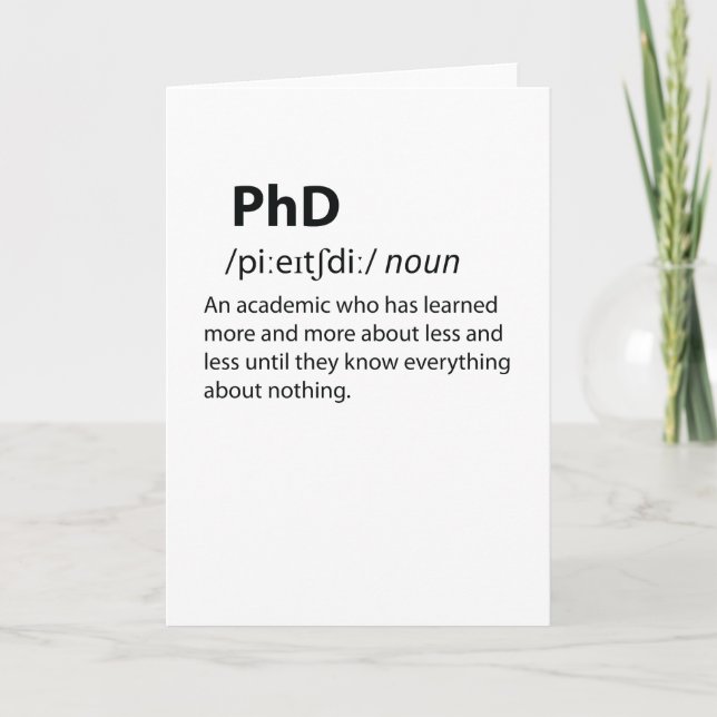PhD Funny ordlistedefinition Kort (Framsida)