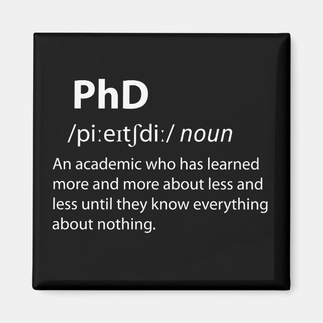 PhD Funny ordlistedefinition Magnet (Framsidan)