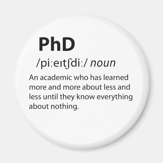 PhD Funny ordlistedefinition Magnet (Framsidan)