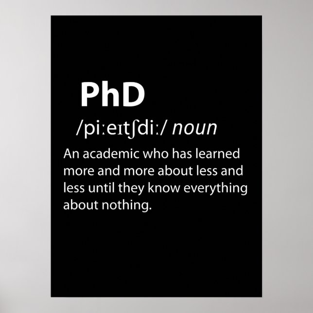 PhD Funny ordlistedefinition Poster (Framsidan)