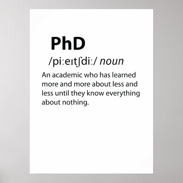 PhD Funny ordlistedefinition Poster (Framsidan)
