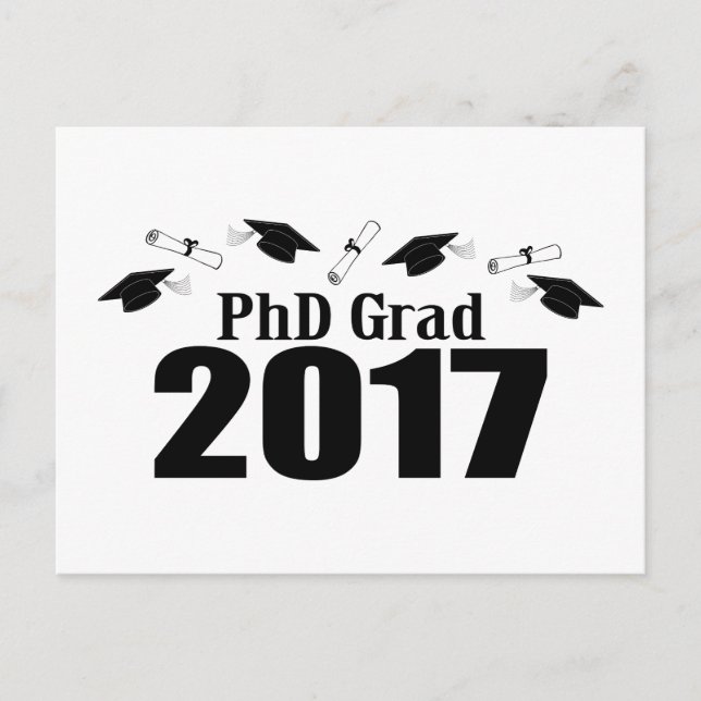 PhD Grad 2017 vykort Party Inbjudan (svarta kranar (Framsida)