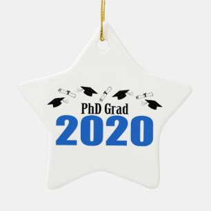 PhD Grad 2020 Caps and Diplomas (Blue) Julgransprydnad Keramik