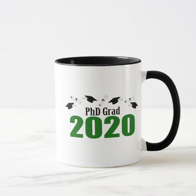 PhD Grad 2020 Caps och diplom (Grönt) Mugg (Höger)