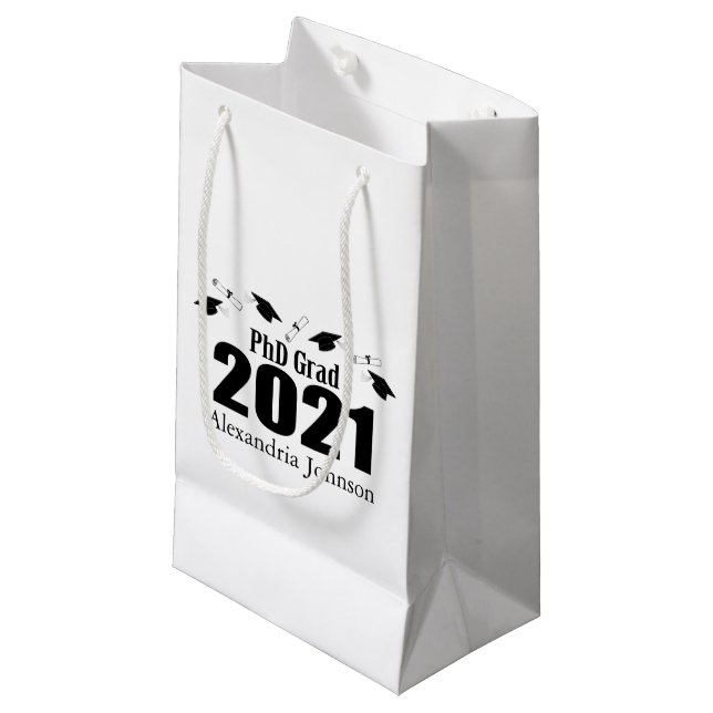PhD Grad 2021 Studenten Gift Bag (svart) (Framsidan Vinklad)