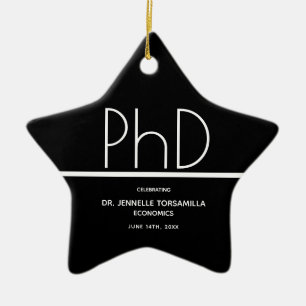 PhD grad Black Keepsaké Studenten Julgransprydnad Keramik