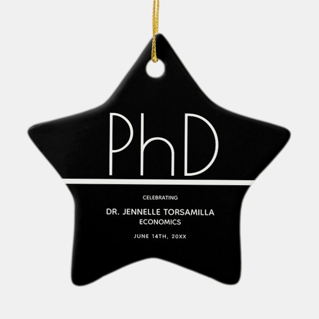 PhD grad Black Keepsaké Studenten Julgransprydnad Keramik (Framsidan)