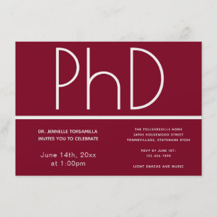 PhD-grad Burgundy vit Studentfest Inbjudningar