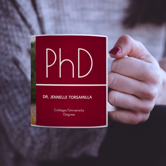 PhD-grad Burgundy White Studenten Photo Kaffemugg (Skapare uppladdad)