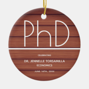 PhD grad Studenten Wood Background Keepsaké Julgransprydnad Keramik