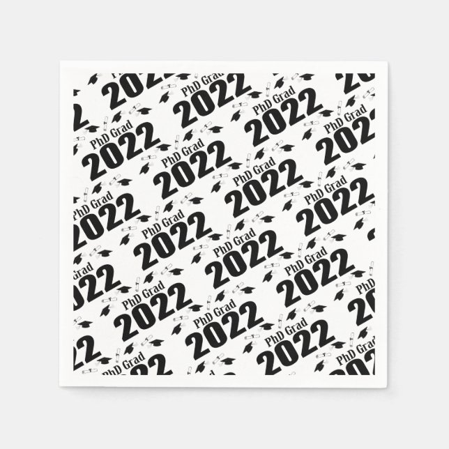 PhD Grad Studentmössas & Diplomas (svart) Pappersservett (Framsidan)