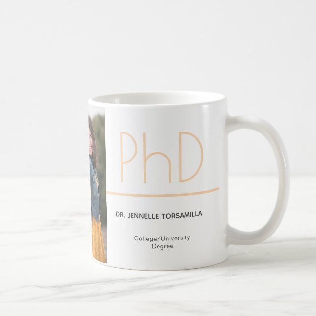 PhD-grad Vit Cream Grått Studenten Foto Kaffemugg (Höger)