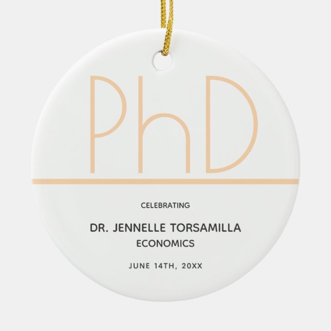 PhD grad Vit Cream Grått-Studentfest Julgransprydnad Keramik (Framsidan)