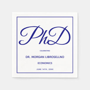 PhD grad Vita blåa Studentfest Napkins Pappersservett