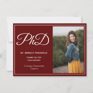 PhD-gradens Burgundy White-fotoskript Studenten Meddelande